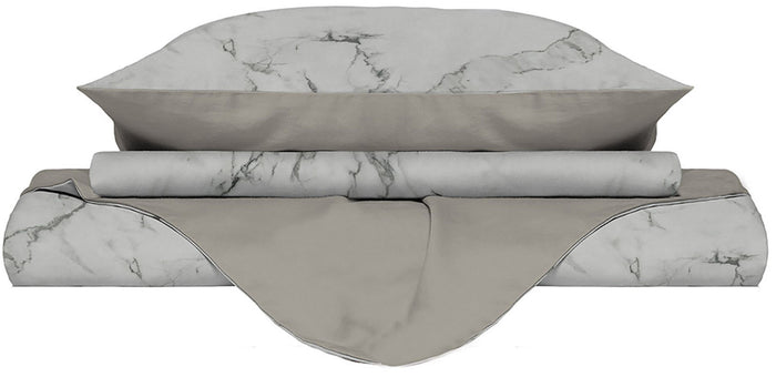 Copripiumino Singolo con Federe Stampato in Microfibra Marble
