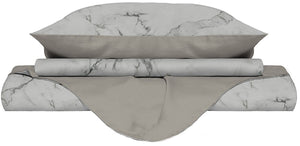 Copripiumino Matrimonale con Federe Stampato in Microfibra Marble