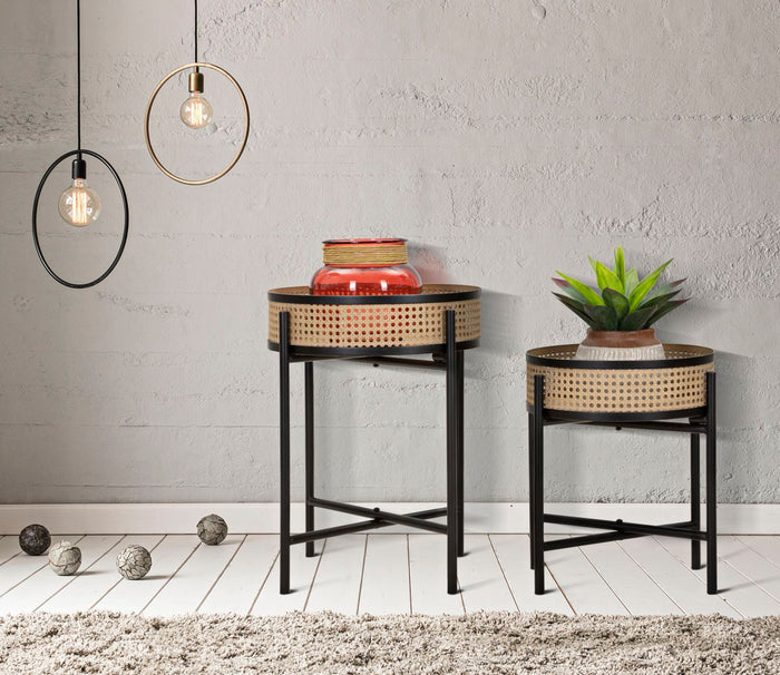 Set 2 Portavasi Ø40x50-35x40 cm in Metallo Ciotole Rimovibili