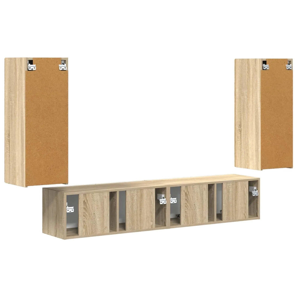Set di Mobiletto da TV a Parete 4 pcs Rovere Sonoma