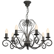 Lampadario Luminex Mauro rustico nero opaco 7xE14 Ø62