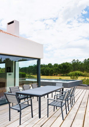 Tavolo Allungabile Waikiki 162/242x100x74 h cm in Alluminio Antracite