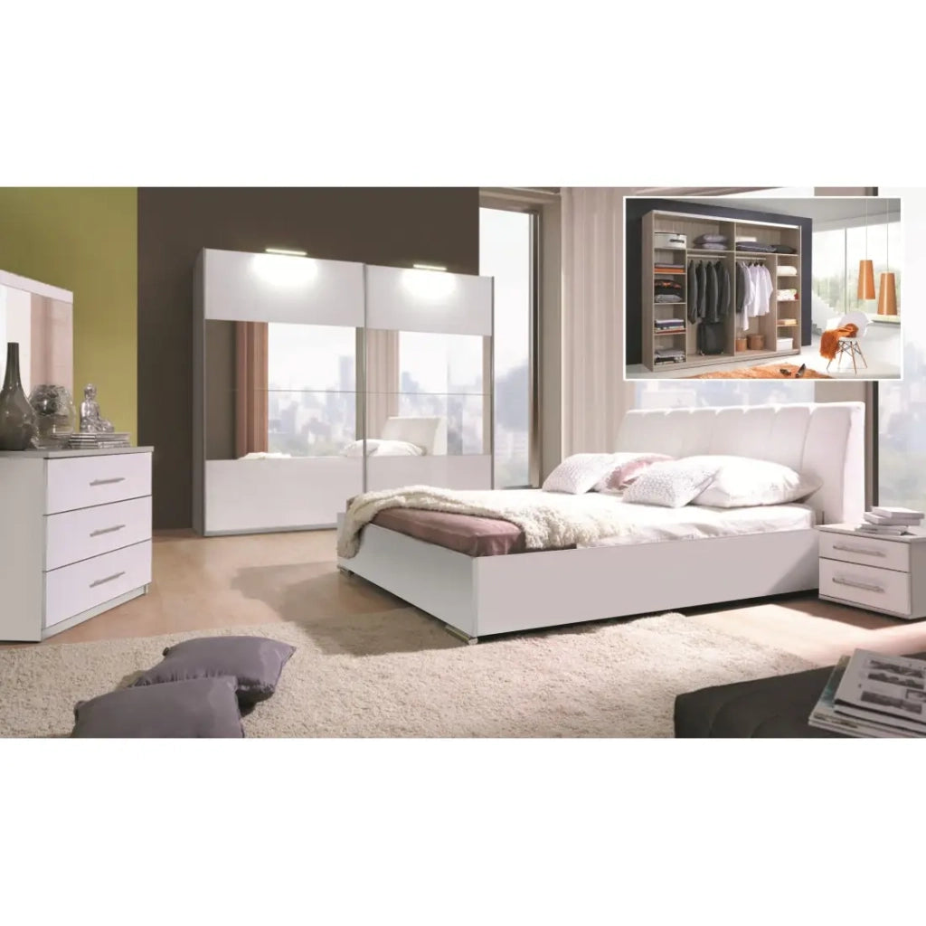 Letto VERONA - 2 posti 160x200 cm in similpelle bianco lucido