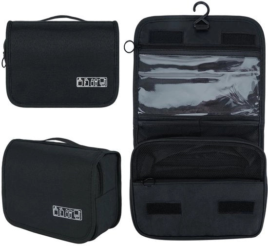 Tolettas appese, tolettas pieghevoli per uomini, borsa cosmetica impermeabile per uomini, tolettas per viaggio per donne, grandi uomini, tolettas appese (nero)