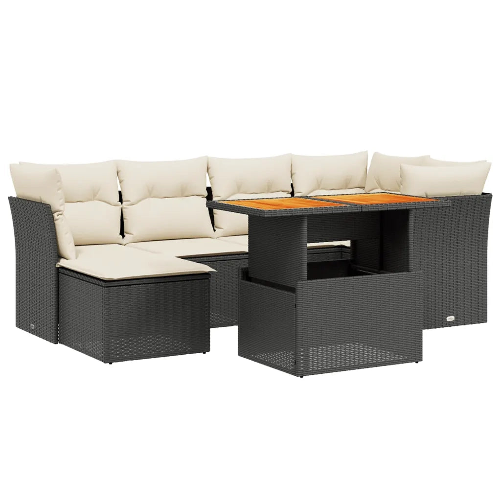 Set Divani da Giardino con Cuscini 7pz Nero Polyrattan 3270937