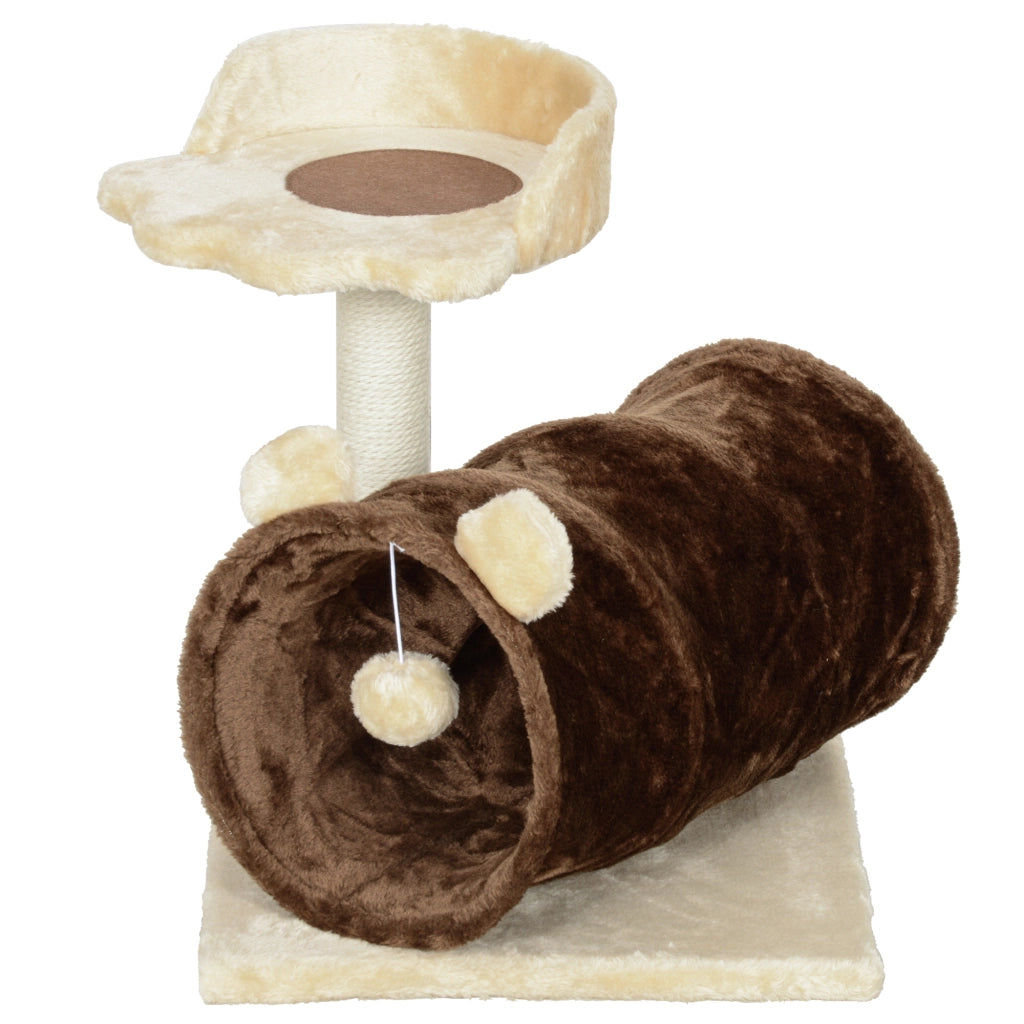 Albero tiragraffi per gatti con tunnel, nido e piattaforme ¨C zephmum ¨C marrone scuro, 47 cm