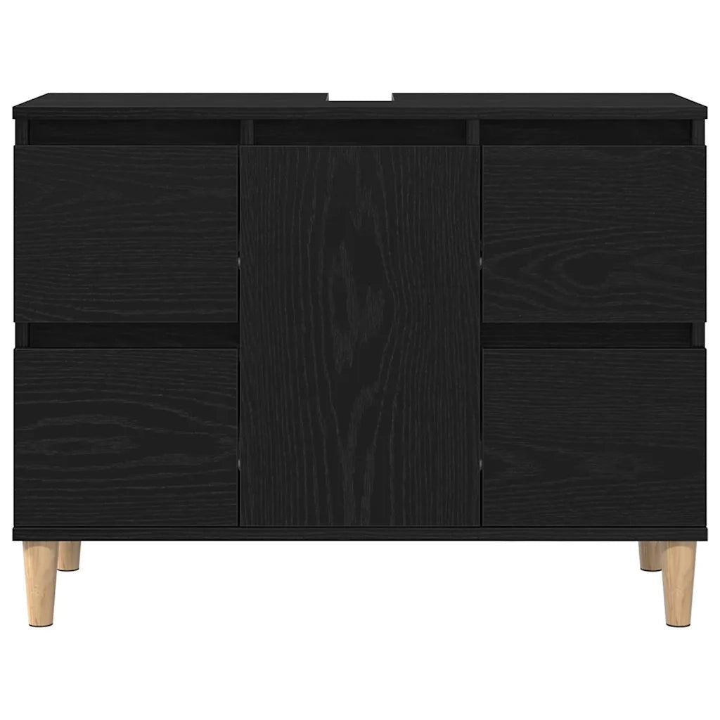 Armadio per Lavabo da Bagno Rovere Nero 80 x 33 x 60 cm 862813