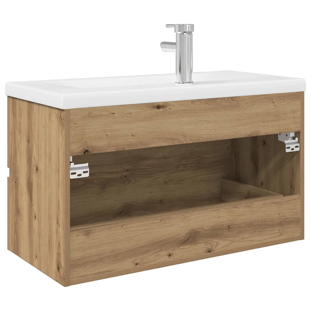 Mobile Bagno con Lavabo Integrato&Rubinetto-Lavandino-Lavabo Rovere Artigianale 896914
