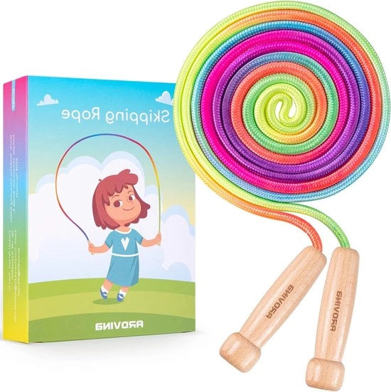 Tou di equilibrio per bambini - 20 cm - Manubrio in legno regolabile - 7 colori - Springa di arcobaleno - Esercizio e gioco all'aperto - Ideale per compleanni