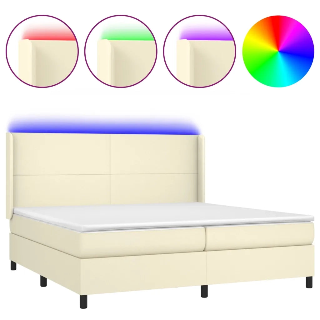 Giroletto a Molle con Materasso e LED Crema 200x200 cm cod mxl 62220