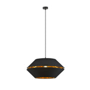 Sospensione Contemporanea 1 Luce Bellerofonte In Metallo Nero E Oro