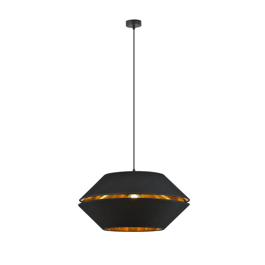 Sospensione Contemporanea 1 Luce Bellerofonte In Metallo Nero E Oro