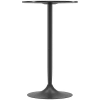 Tavolo da Bar Rotondo, Tavolo da Bistro da Piedi, Tavolo da Cucina, Stile Contemporaneo, Piano Dipinto e Struttura in Acciaio, Nero