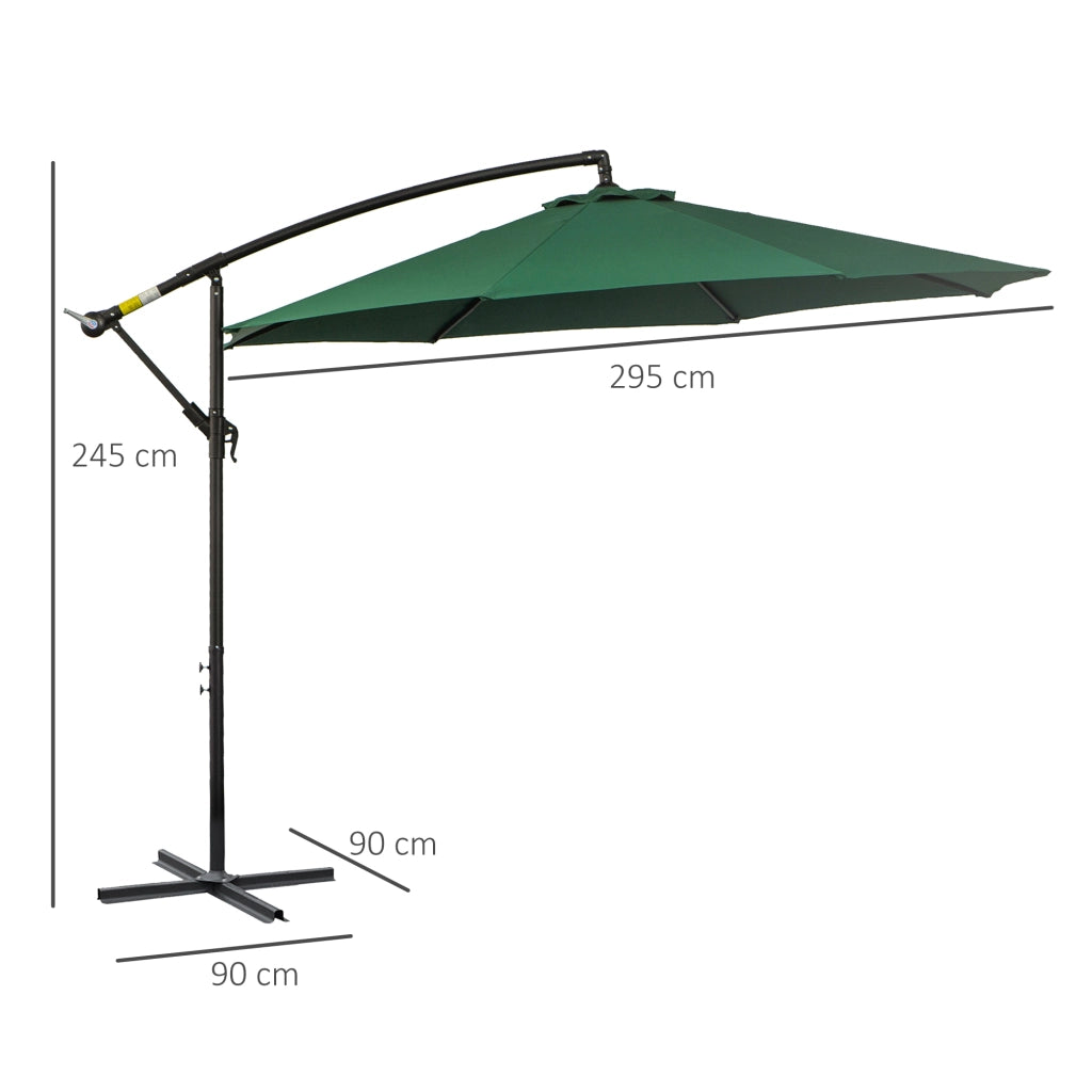 Ombrellone da Giardino Parasole Inclinabile con Base a Croce ¨C zephmum ¨C Verde ?300x250 cm