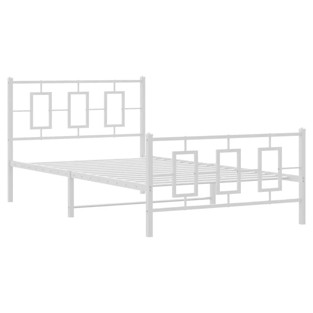 Letto singolo | Letto per adulti | Giroletto con Testiera e Pediera Metallo Bianco 107x203 cm