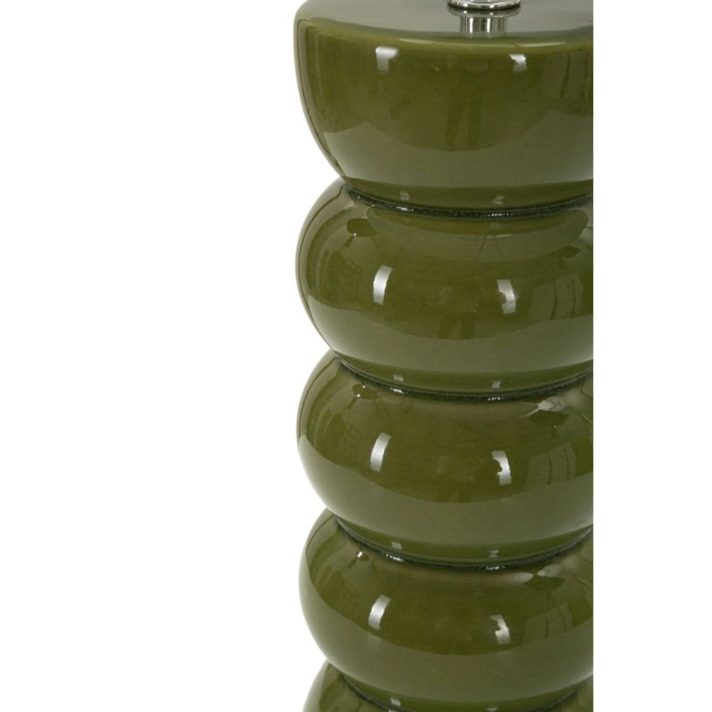 Lampada da tavolo TORR in ceramica verde oliva e tessuto
