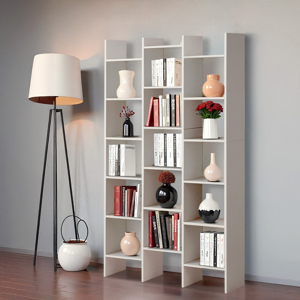 Libreria 15 Ripiani 96x24,8x192 cm in Legno MDF Bianco