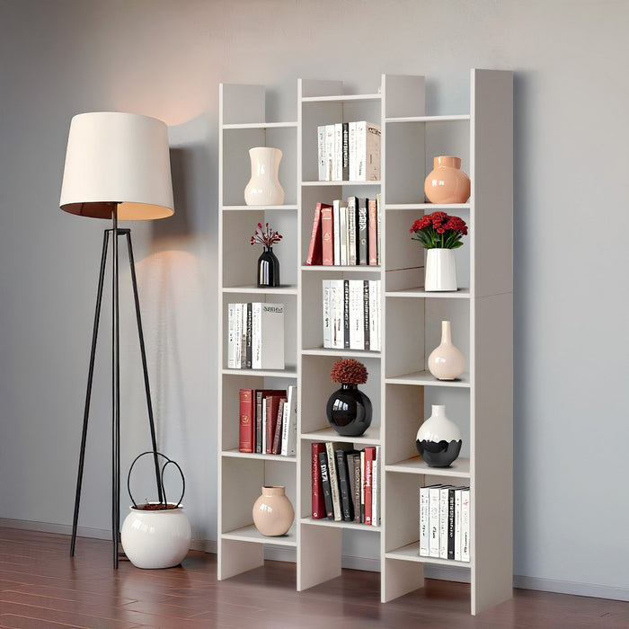 Libreria 15 Ripiani 96x24,8x192 cm in Legno MDF Bianco