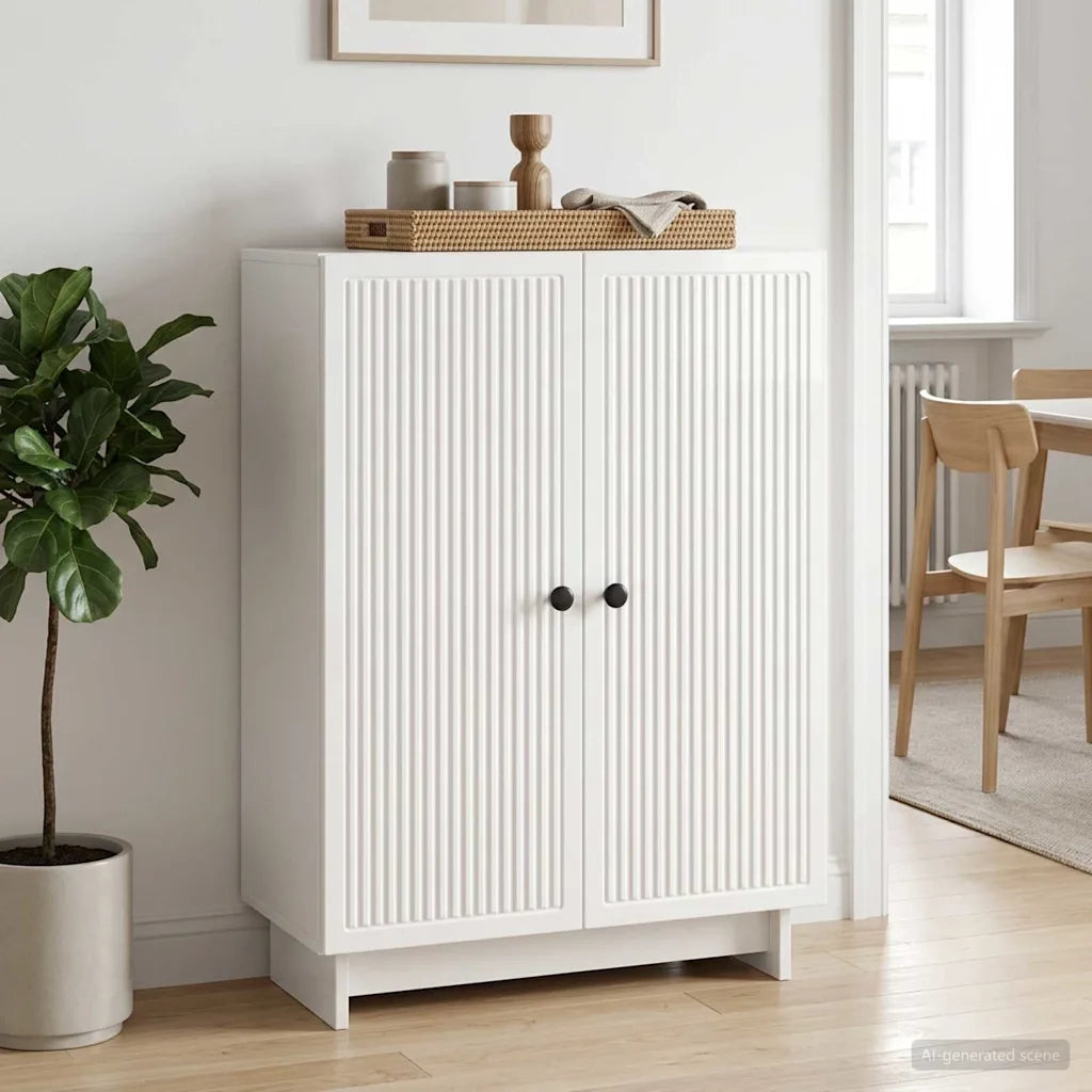 Credenza Bianco Lucido 66 x 34,5 x 90 cm Legno ingegnerizzato 893899