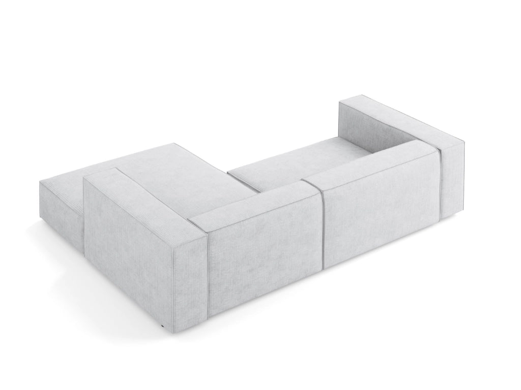Cosmopolitan Design - Divano angolare destro "Arendal" 3 posti in ciniglia con effetto a coste grigio chiaro 