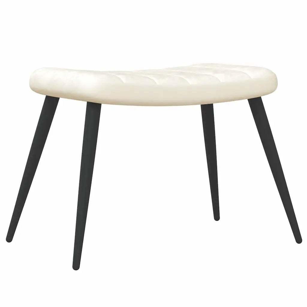 Poltrona Relax | Sedia Relax con Sgabello Bianco Crema in Velluto