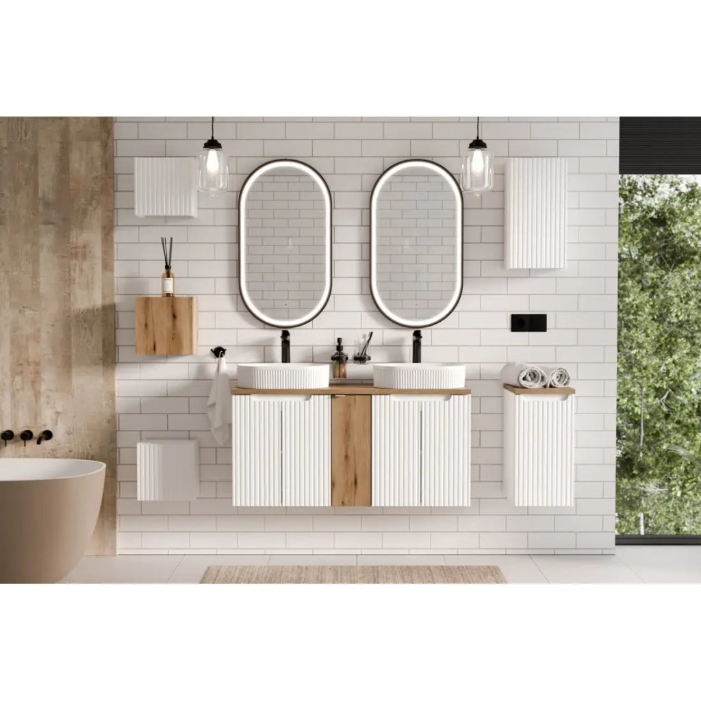 Mobile sottolavabo VANO – 2 ante – Bianco alpino – L60 × P39 × H57 cm – Da appendere