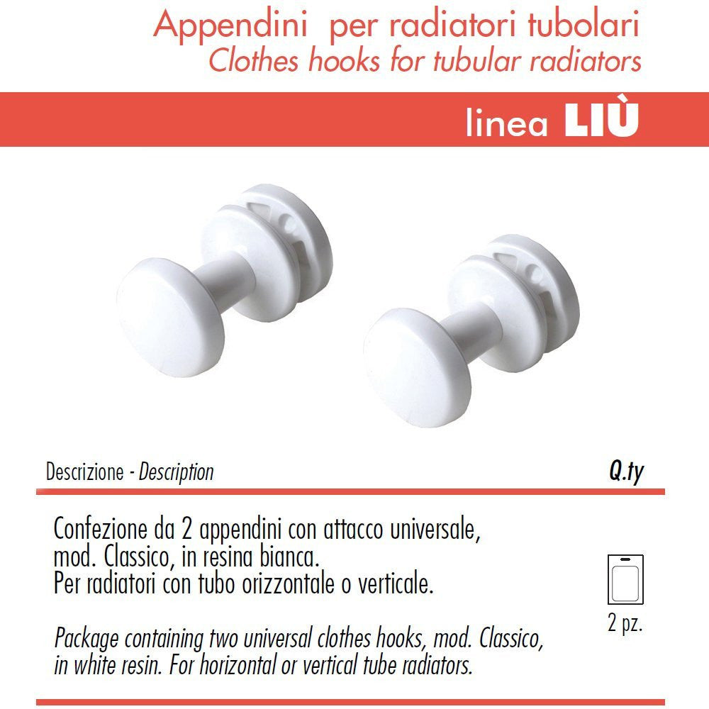 Pika' 2 appendini per radiatori liu' classic colore bianco