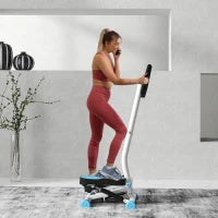 Stepper con Manubrio, Pedali Antiscivolo e Monitor LCD, in Acciaio e ABS, 55x44x108 cm, Bianco Nero e Bianco