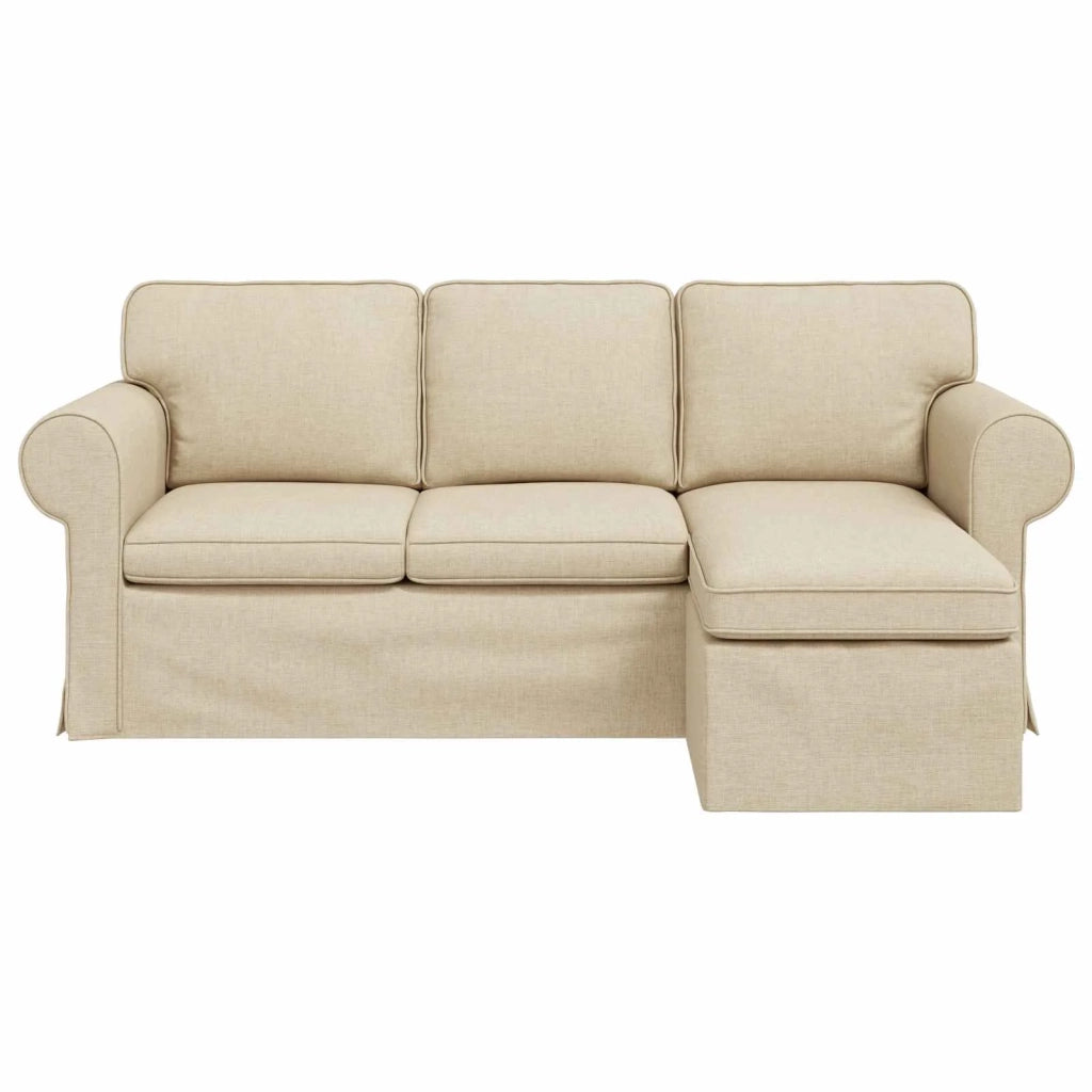 Divano Crema 215 x 138 x 80 cm Tessuto