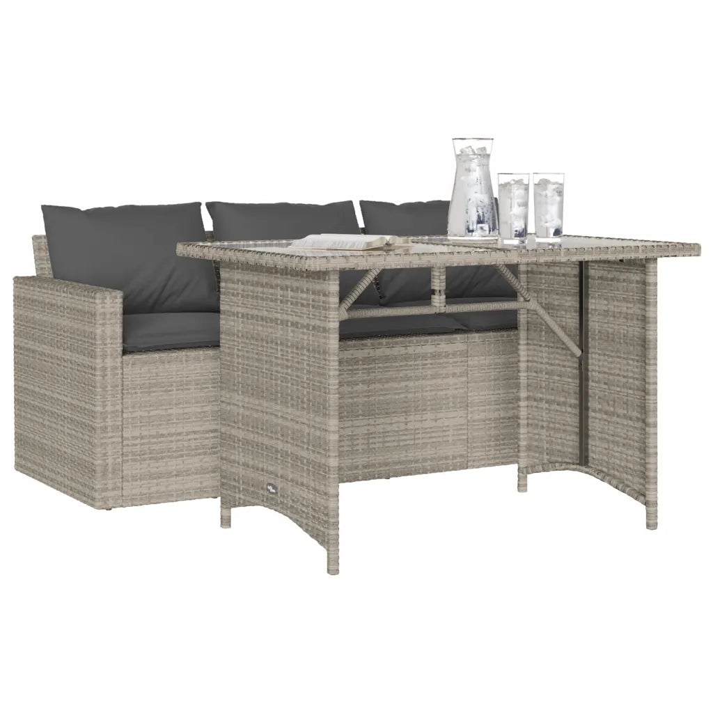 Set da Pranzo da Giardino 2 pz con Cuscini in Polyrattan Grigio 366334
