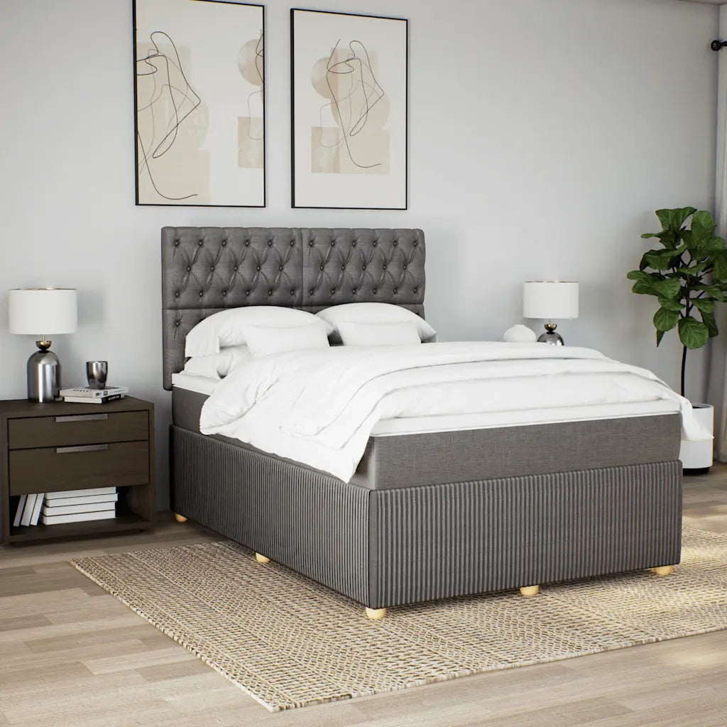 vidaXL Giroletto a Molle con Materasso Tortora 160x200 cm in Tessuto