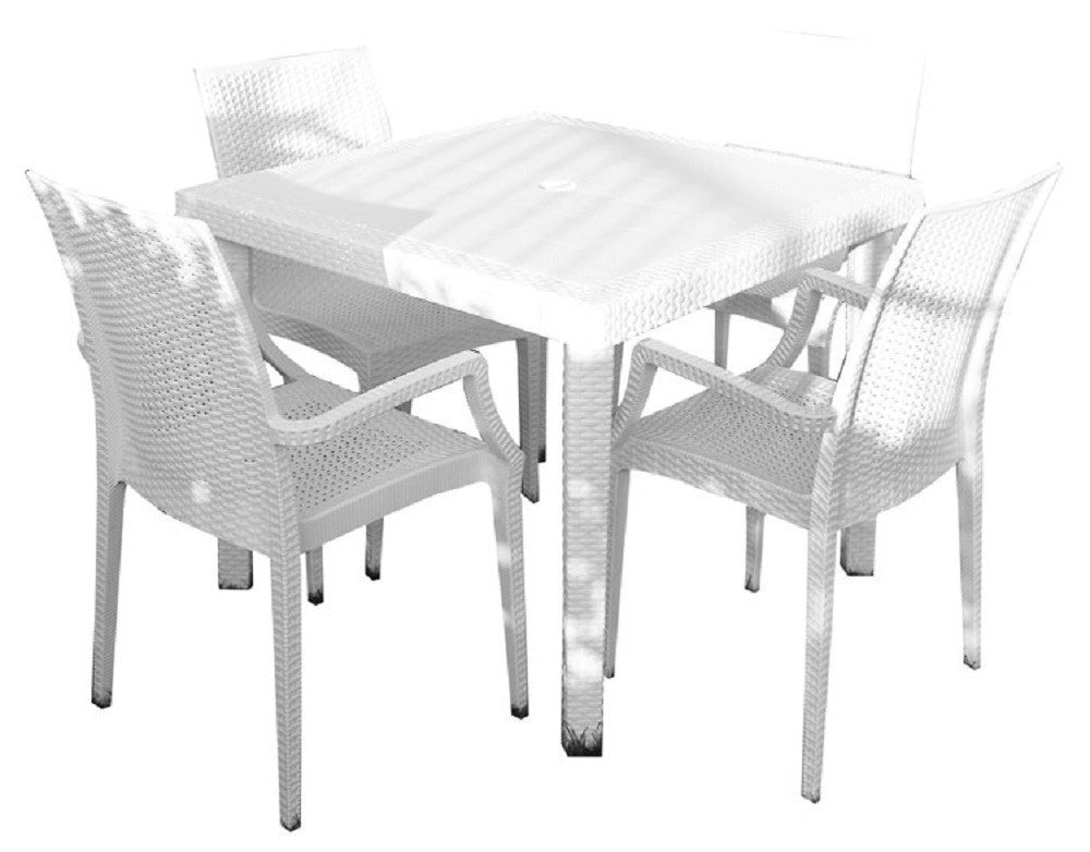TAVOLO BOHEME IN POLIPROPILENE EFFETTO RATTAN 90X90X74H BIANCO