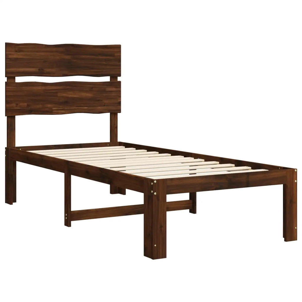 Letto Singolo con Testiera ROSTOCK Marrone Scuro 90 x 200 cm 903497