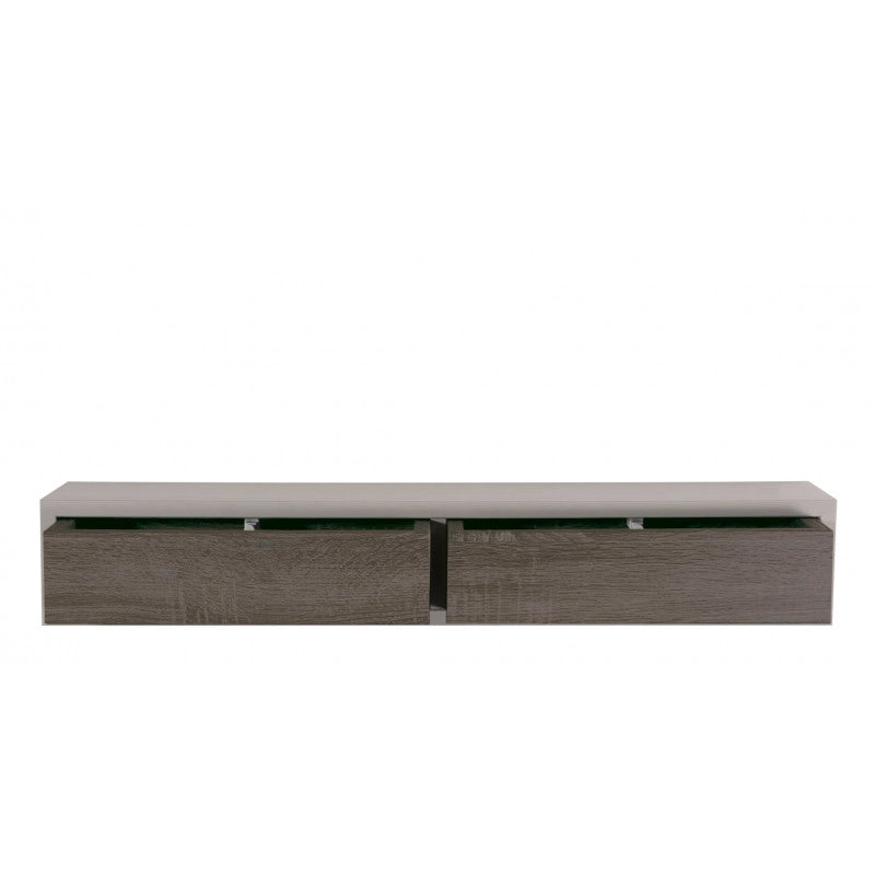 Mensola da Muro con Cassetto, Comodino Sospeso, Mensola da Parete, Marrone Talpa e Noce, 88,2x13,4 p20 cm - Domino