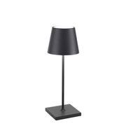 Zafferano Lampada a led da tavolo Poldina Pro Mini Grigio Scuro ricaricabile e dimmerabile con batteria fino a 12 ore