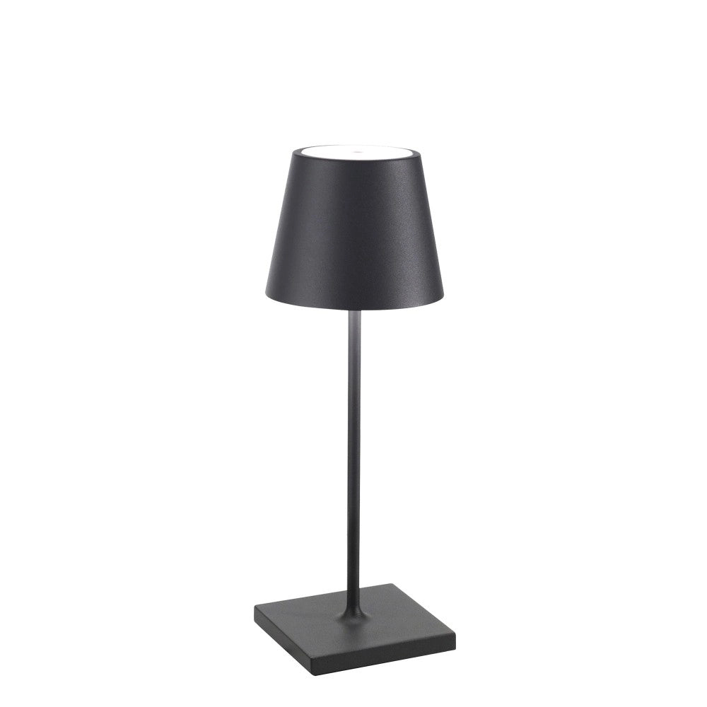 Zafferano Lampada a led da tavolo Poldina Pro Mini Grigio Scuro ricaricabile e dimmerabile con batteria fino a 12 ore