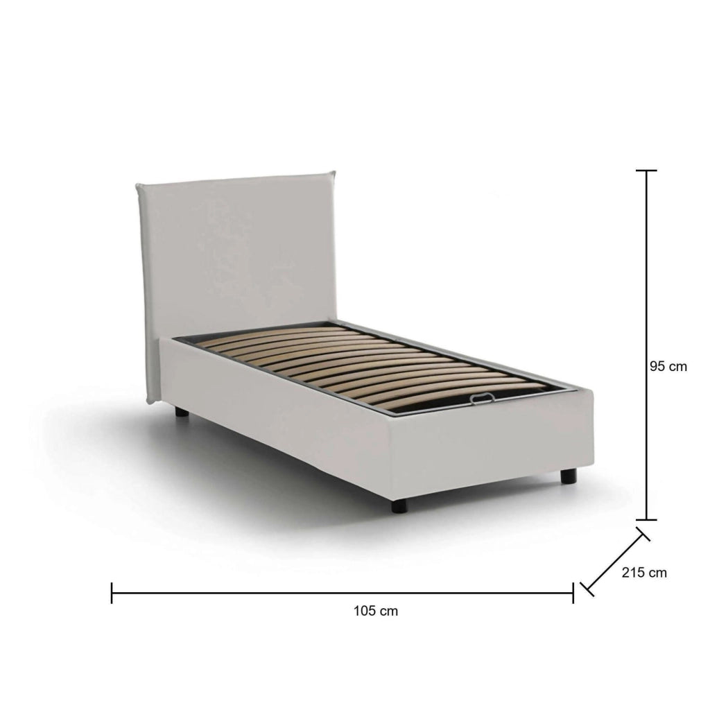 Artemisiai, Letto Singolo Contenitore Made in Italy, Bianco