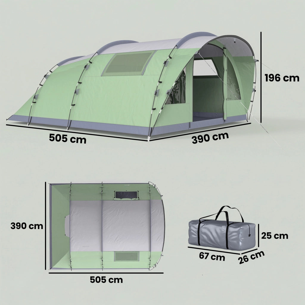 Tenda da campeggio 5 persone ¨C zephmum ¨C verde, 3000 mm, tunnel