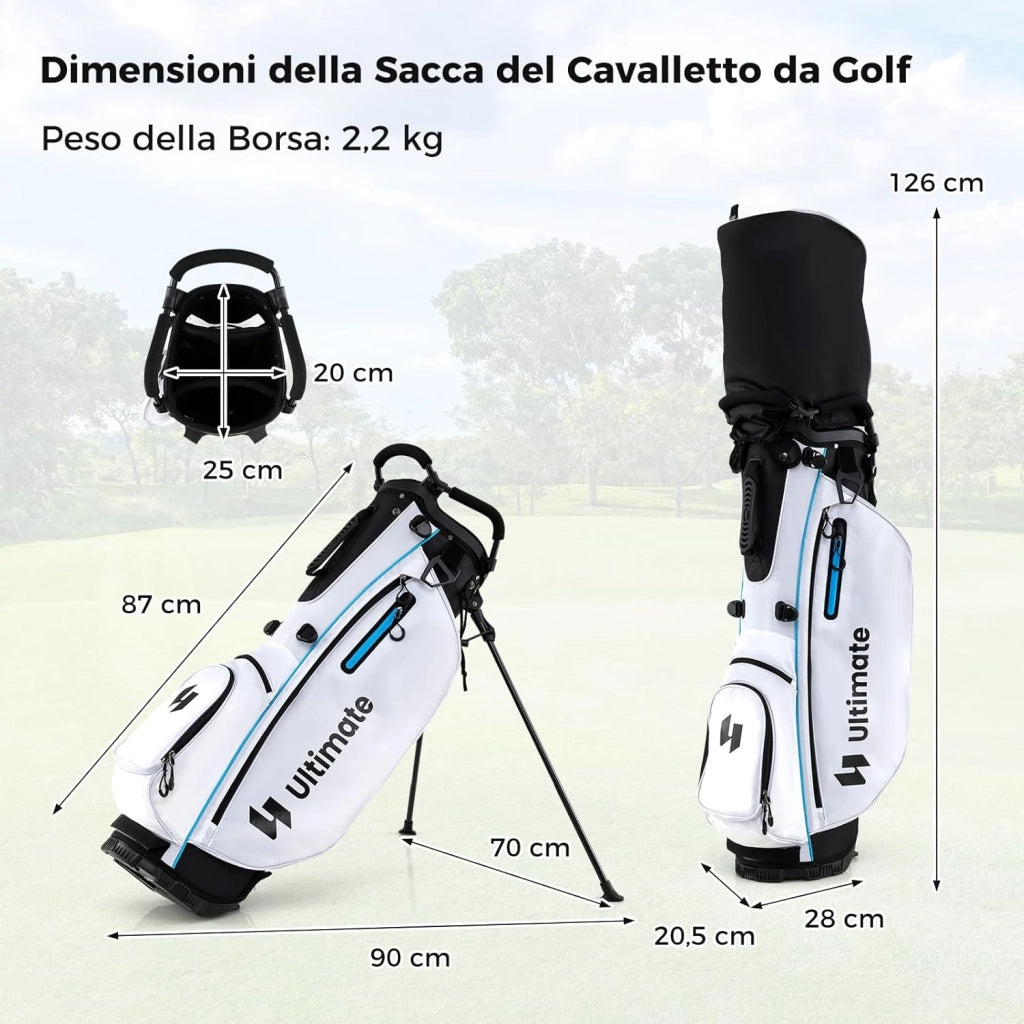 Set Completo di Mazze da Golf con Sacca a Treppiede, Include con Driver 1 da 460CC, Legno 3, Ibrido, Ferri 5, 6, 7, 8, 9, P, S, Putter e Copertura Antipioggia per Destrimani
