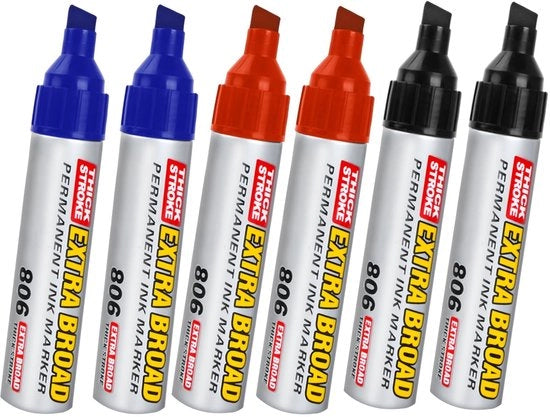 Set di Pennarelli a Sfumino Permanente - 6 Stuks - Pennarelli a Sfumino Jumbo - Impermeabili all'Acqua - Velocemente Assorbenti - Resistenti alla Sporcizia - Adatti per Vetro/Legno/Pietra - Pennarelli a Veltro