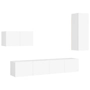 Set di mobili mobile credenza TV televisione soggiorno camera da letto soggiorno 4 pezzi pannelli in MDF bianco 02_0024679