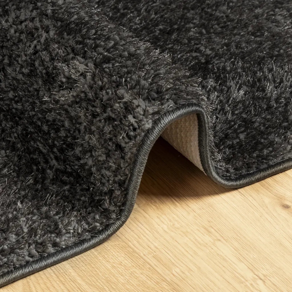 Tappeto a Pelo Lucido Lungo ISTAN Effetto Antracite 140x200 cm 375641