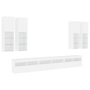 Set di mobili credenza TV soggiorno camera da letto parete soggiorno x 7 pezzi con luci LED bianco 02_0025357