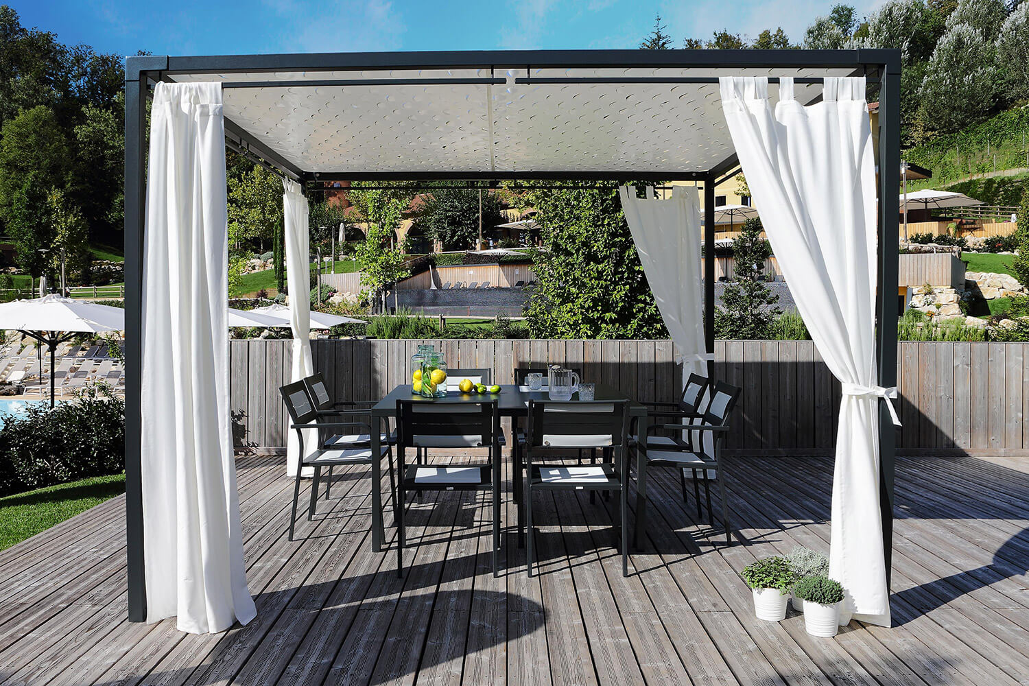 Tavolo da Giardino 140x140 cm in Acciaio RD Italia Dorio Antracite