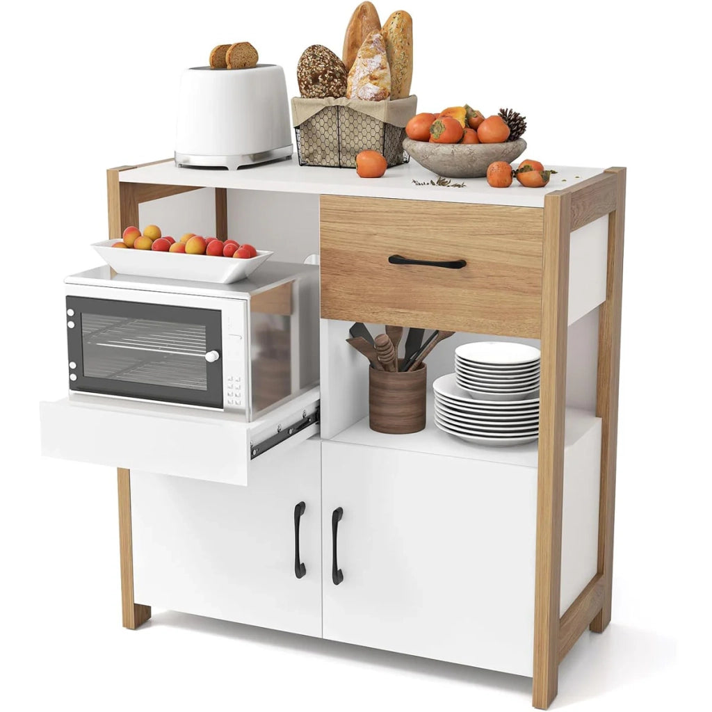 Mobiletto da cucina 82 x 40 x 81 cm cassetto grande ripiano scorrevole stile moderno legno bianco 20_0010813