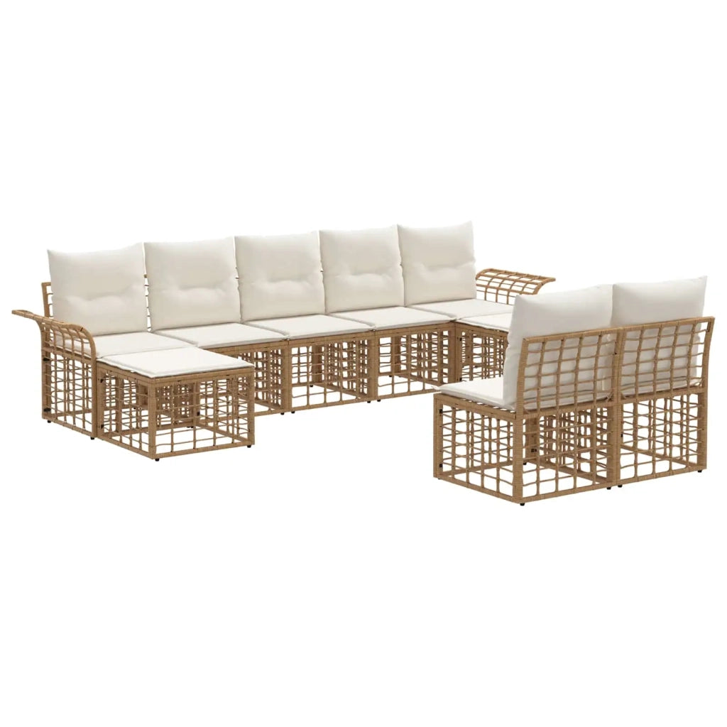 Set di divani da esterno 9 pcs Naturale e Bianco Crema 3437766