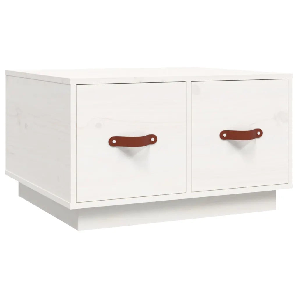 Tavolino da Salotto Bianco 60x53x35 cm Legno Massello di Pino 820967