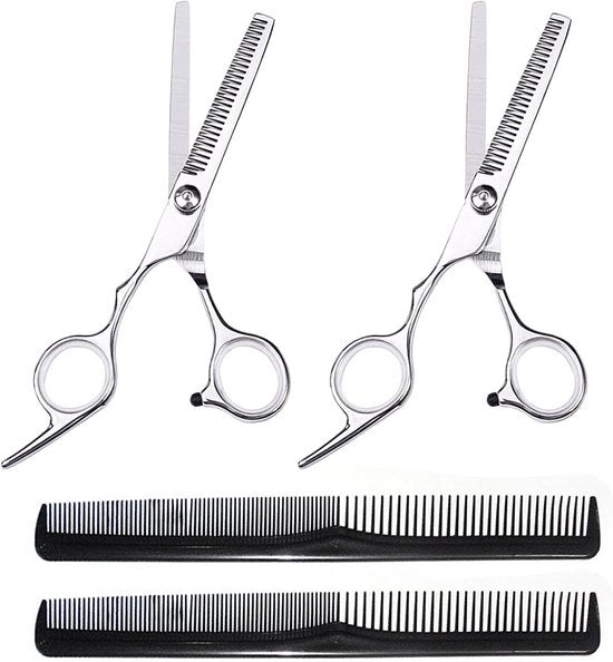 Taglieri per capelli professionale per tagliare - Set da 4 pezzi da 15 cm per uomini, donne, bambini e animali domestici (Argento)