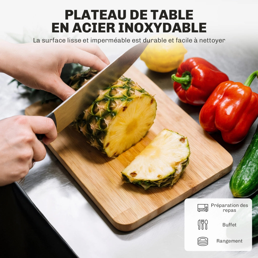 Tavolino da cucina con ruote ¨C zephmum ¨C nero, acciaio inox, 83.5x45.7x90.5 cm