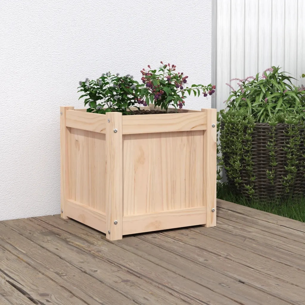 Fioriera | Cassetta per fiori | Vaso da Giardino 40x40x40 cm in Legno Massello di Pino